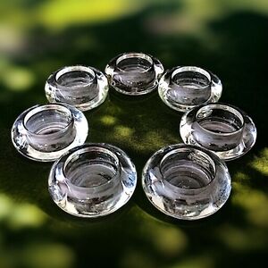 7‎ Glass Votive Candle Holder Set BUBBLE Tealight Vignette HEAVY Clear Holiday